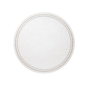 Bodrum Round Pearl Placemats - Pure White/Gold & Silver