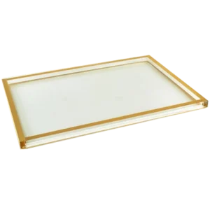 Clear Lucite Tray with Gold Border