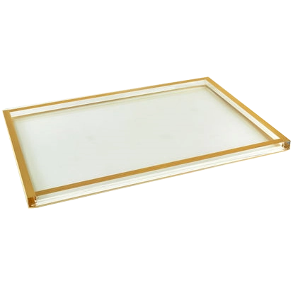 Clear Lucite Tray with Gold Border