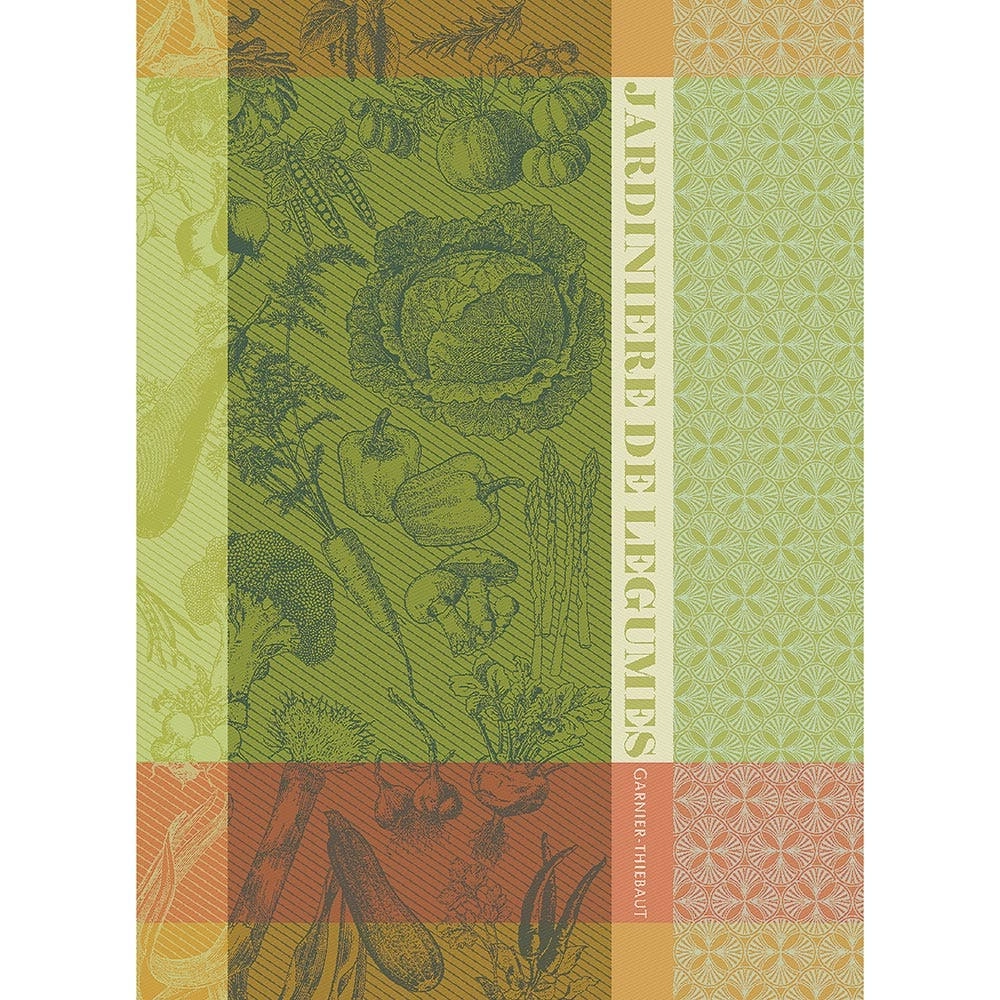 Garnier-Thiebaut Jardiniere Vert Jacquard Kitchen Towel