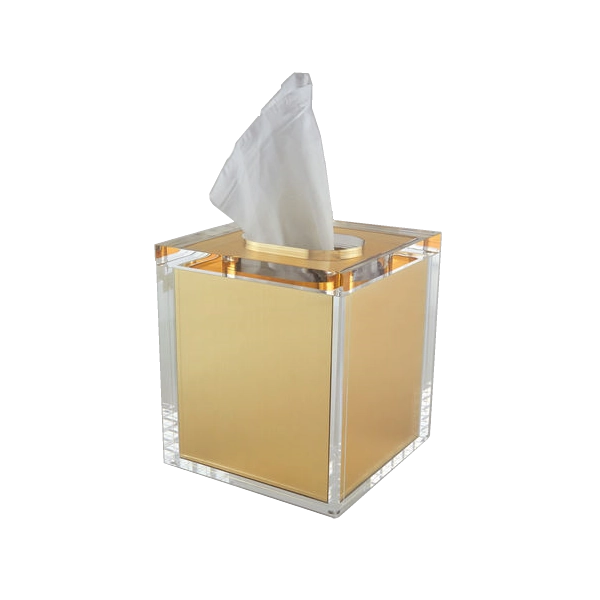 Lucite Tissue Box with Gold Inner