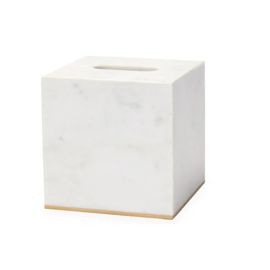 Sferra Pietra Marble Tissue Holder - White/Gold