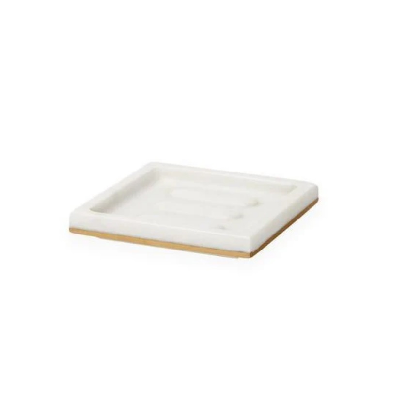 Sferra Pietra Marble Soap Dish - White/Gold