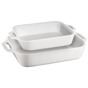 Staub Ceramic Rectangular Baking Dish Set - White