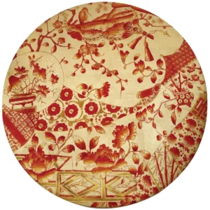 Caspari Ceramic Plate Coral Gold Round Placemat