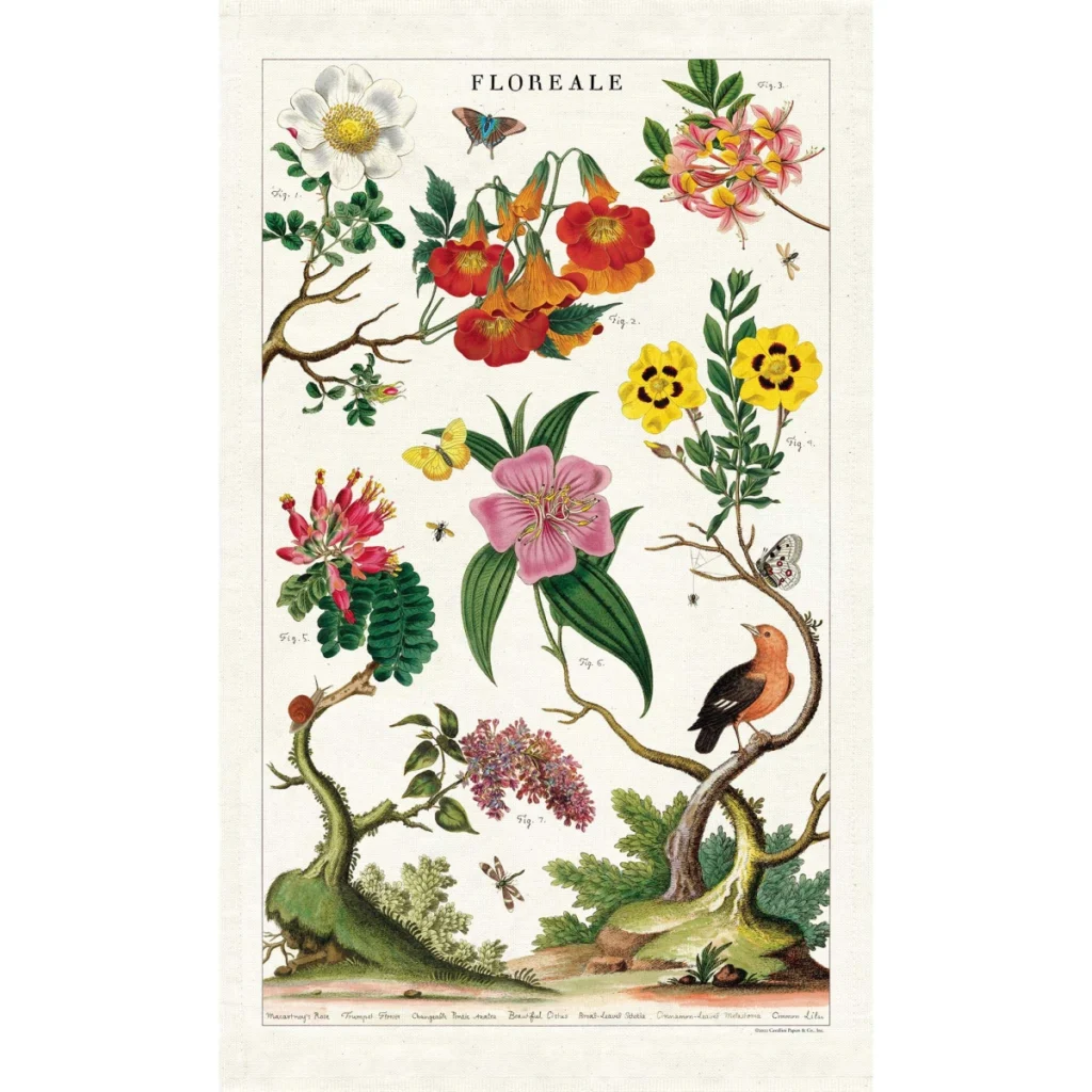 Cavallini Floreale Tea Towel