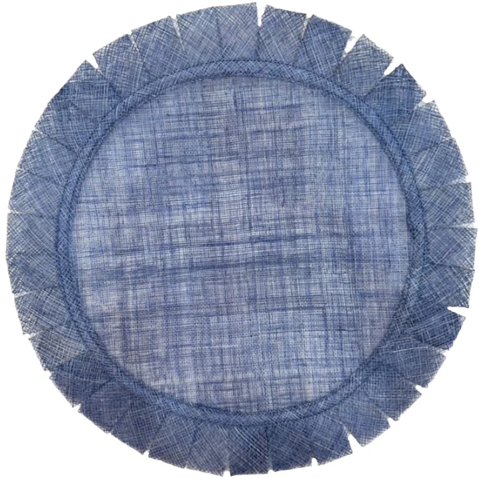 Deborah Rhodes Pleated Round Sinamay Placemat - Navy