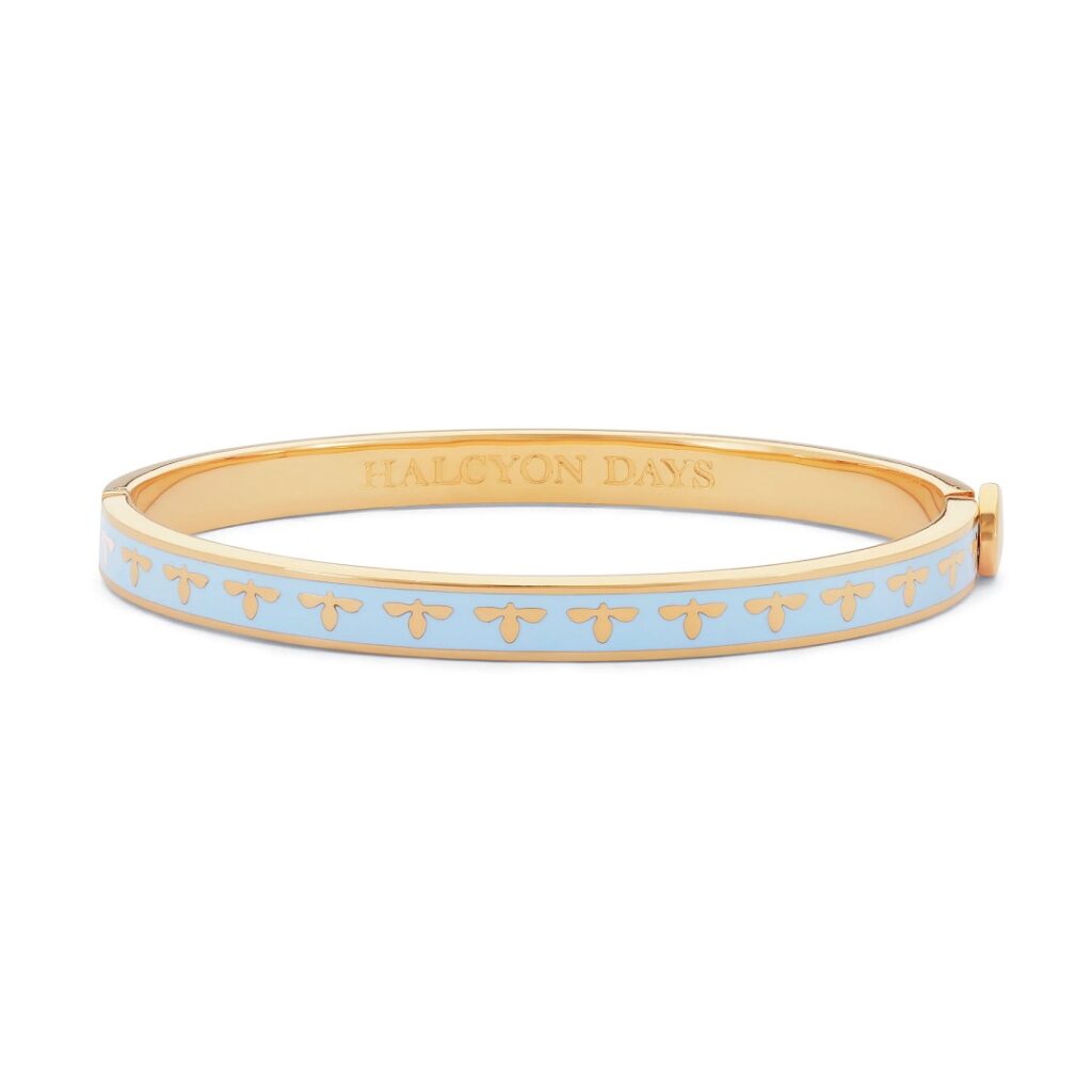 Halcyon Days Skinny Bee Forget-me-Not & Gold Bangle