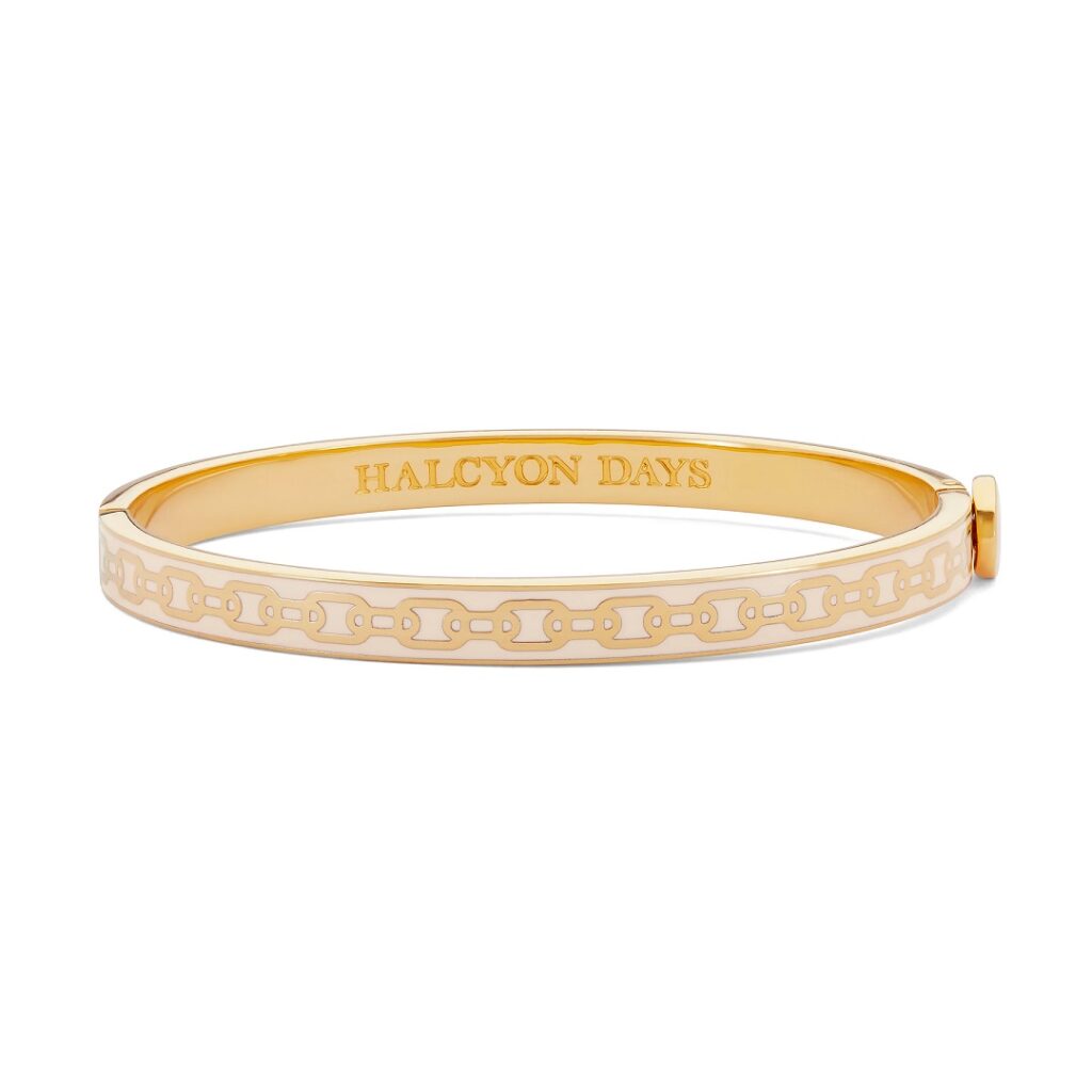 Halcyon Days Skinny Bee Cream & Gold Bangle