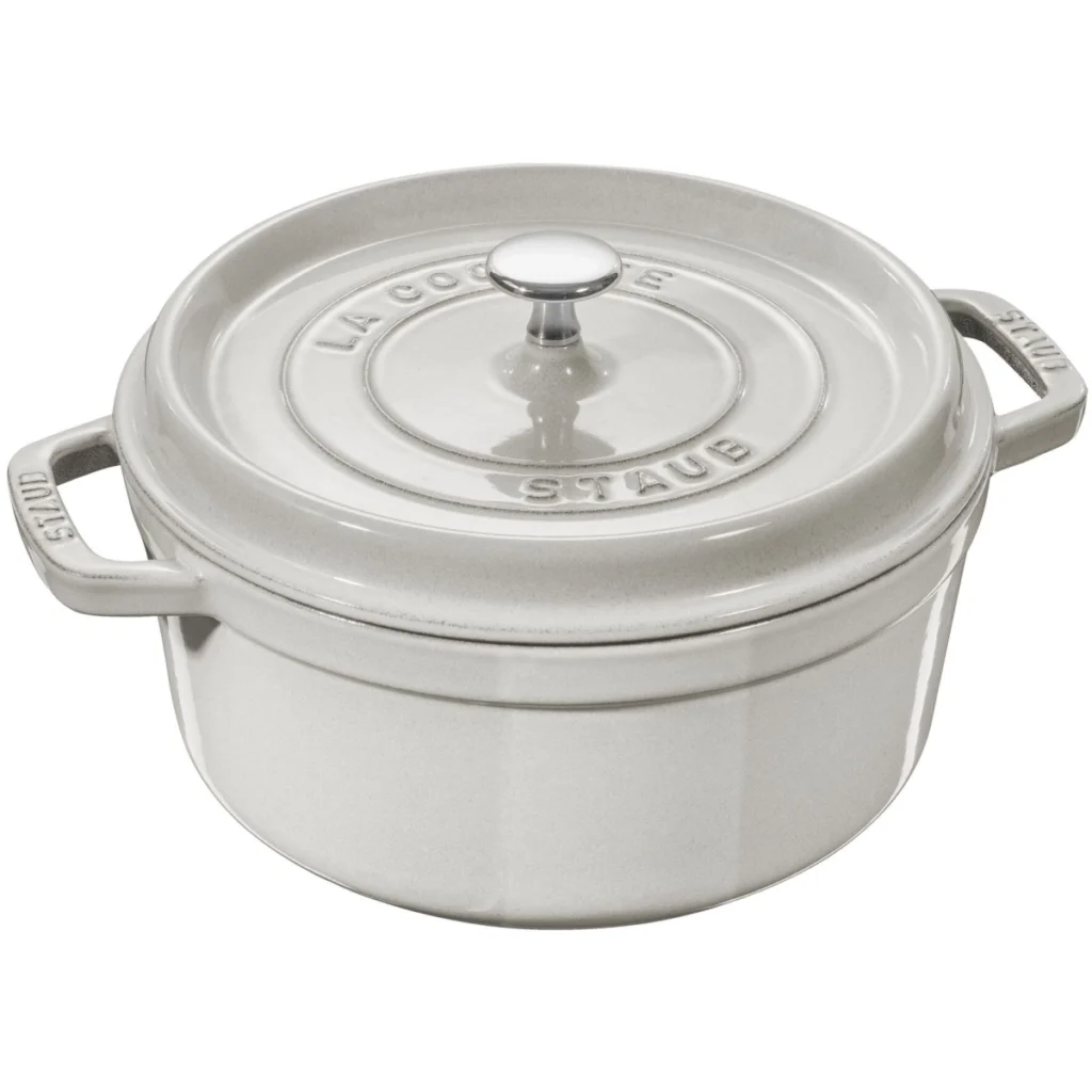 Staub 4 Qt Round Cocotte - White Truffle