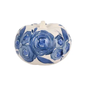 Vietri Blue Camellia Small Figural Pumpkin