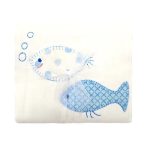 3 Marthas Fish School Appliqued Burp - Blue