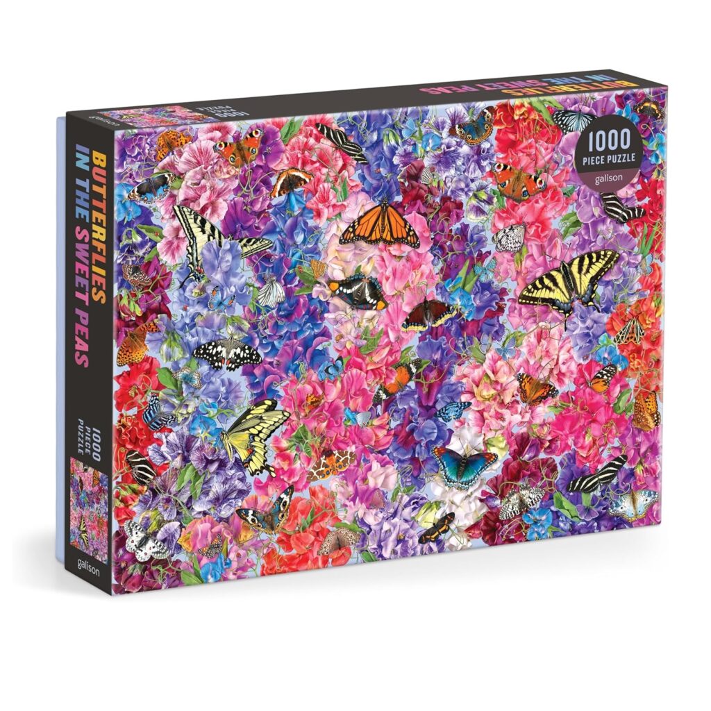 Butterflies in the Sweet Peas 1000 Piece Puzzle