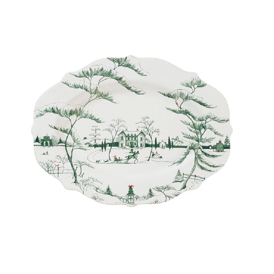 Country Estate Winter Frolic 18" Platter - Evergreen