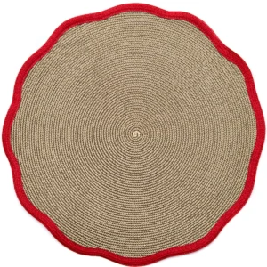 Deborah Rhodes Autumn Border Scallop Placemat - Holiday Red