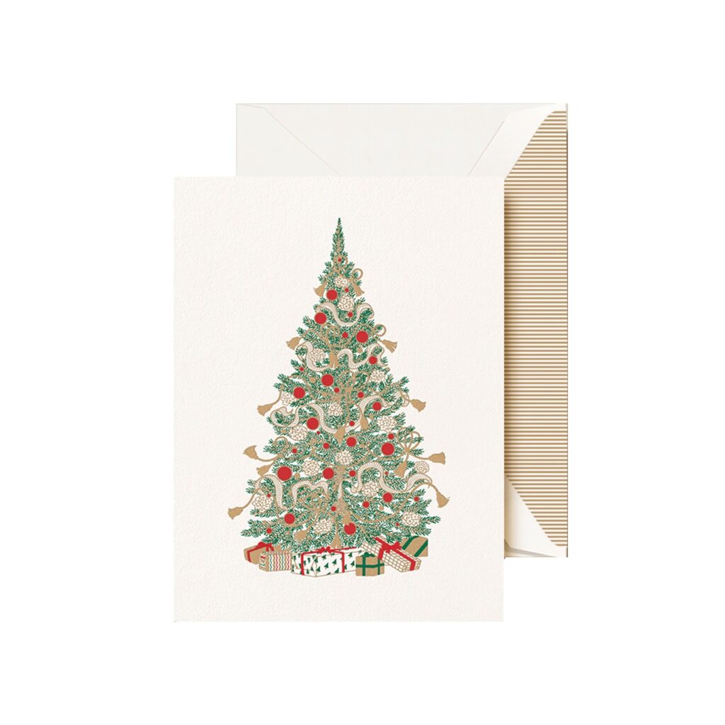 Crane Gold Tassel-Trimmed Tree Holiday Greeting Boxed Cards