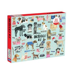 Mudpuppy Hot Dogs A-Z Puzzle, 1000 Piece Dog Jigsaw Puzzle