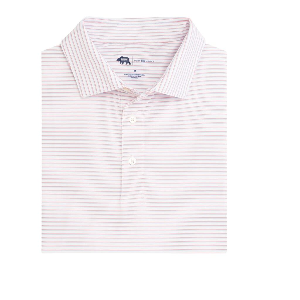 Onward Reserve Scout Stripe Short Sleeve Performance Polo - Hot Sauce