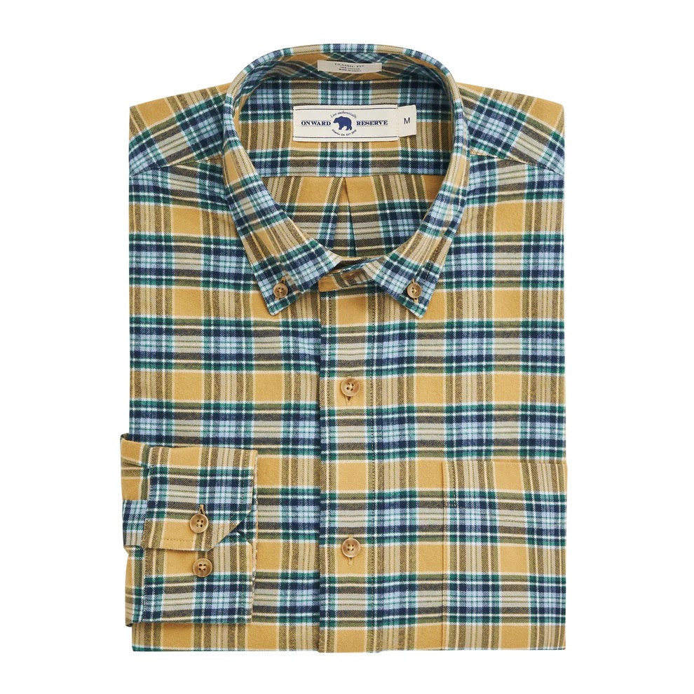 Onward Reserve Moorelands Featherweight Long Sleeve Flannel Shirt - Honey Mustard