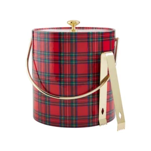 Mud Pie Tartan Vinyl Ice Bucket Set