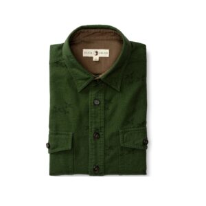 Duck Head Slater Long Sleeve Moleskin Overshirt - Pine Green