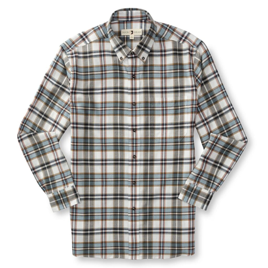 Russin Plaid Cotton Flannel Sport Shirt - Soft White