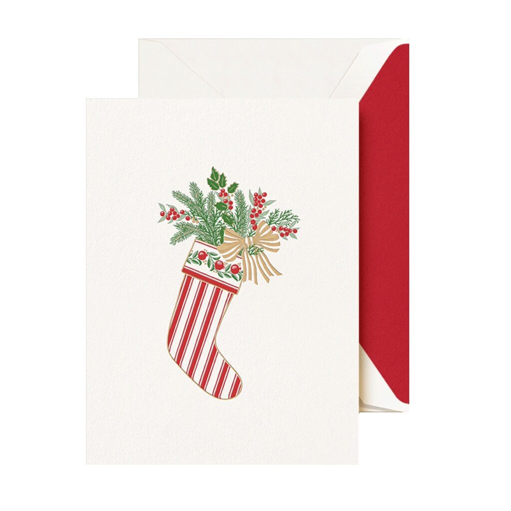 Striped Christmas Stocking Boxed Greeting Cards