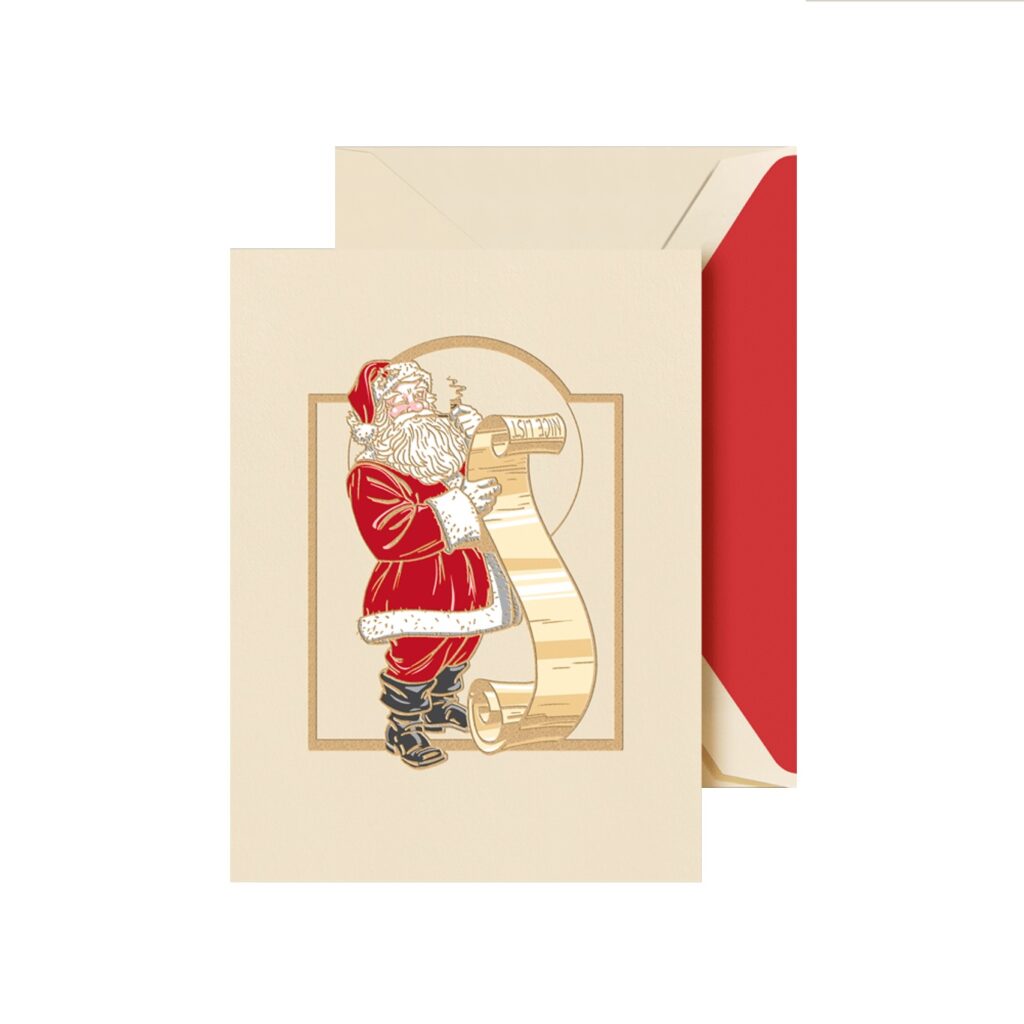 Crane Vintage Santa with List Christmas Boxed Greeting Cards