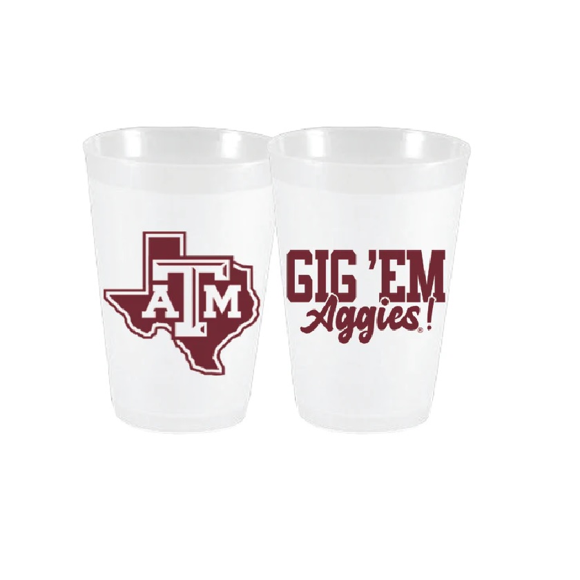 Sassy Cups Texas Aggies Gig Em Frosted Flex Cups