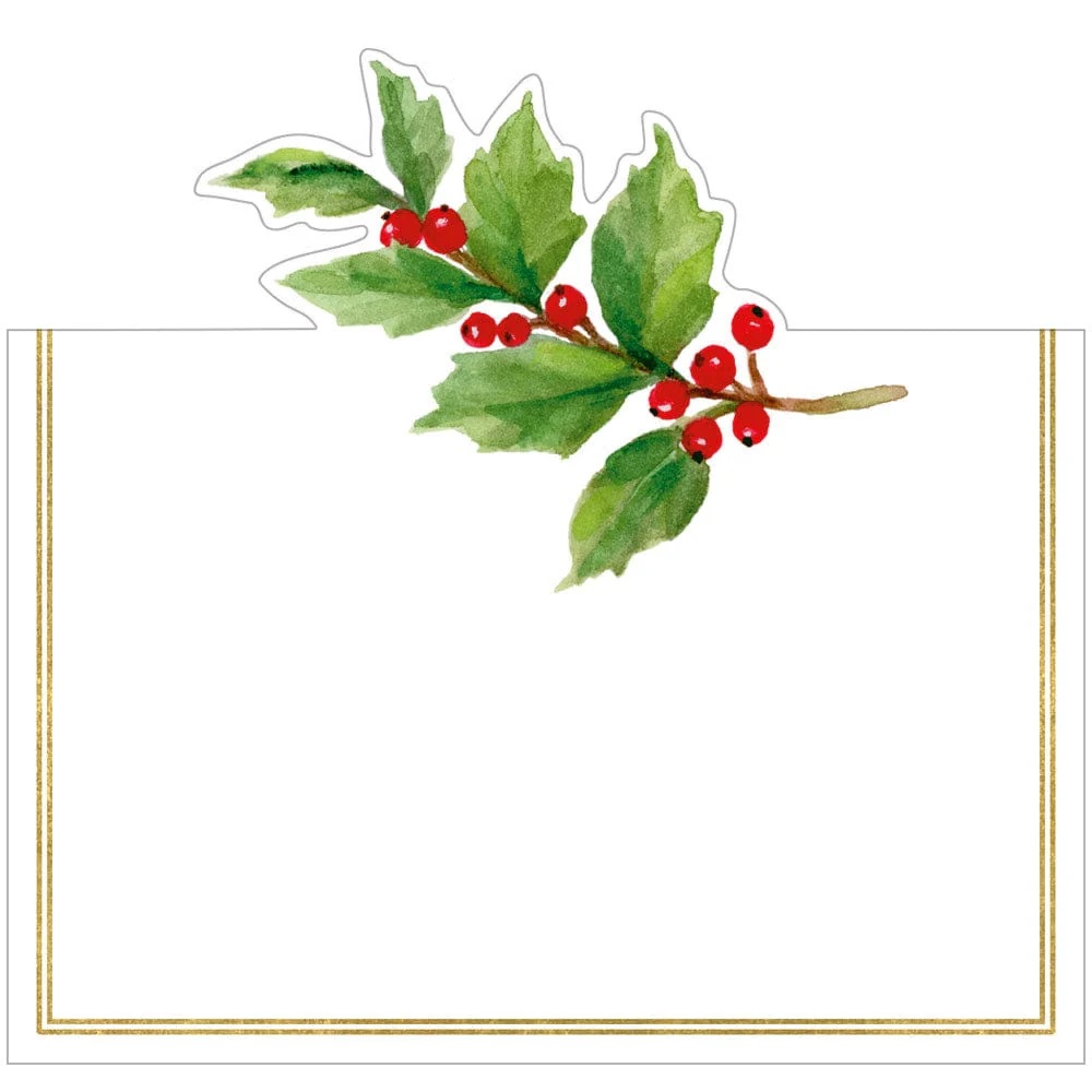 Caspari Holly Sprig Foil Place Cards