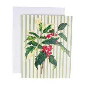 Caspari Holly Sprig Boxed Christmas Cards - A Size