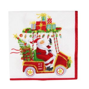 Caspari Santa's Golf Cart Cocktail Paper Napkins