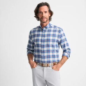 Genteal Chickory Softouch Long Sleeve‭ ‬Performance‭ ‬Sport Shirt - Geyser Chickory Plaid