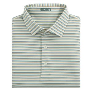 Genteal Multipinstripe Performance Short Sleeve Polo - Estuary