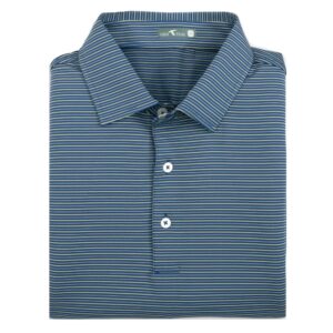 Genteal Heathered Pinstripe Short Sleeve Performance Polo - Gingko Stripe