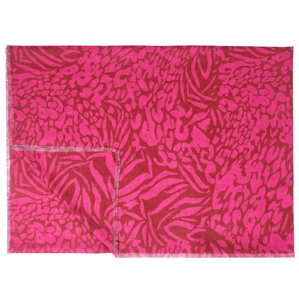 Katie Loxton Animal Print Scarf - Red and Fuchsia