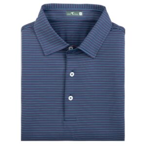 Genteal Heathered Pinstripe Short Sleeve Performance Polo - Liberty Stripe