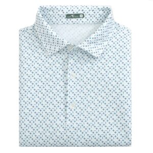 Genteal Star Printed Performance Short Sleeve Polo - Navy