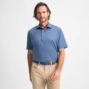 Genteal Heathered Pinstripe Short Sleeve Performance Polo - Nile Stripe