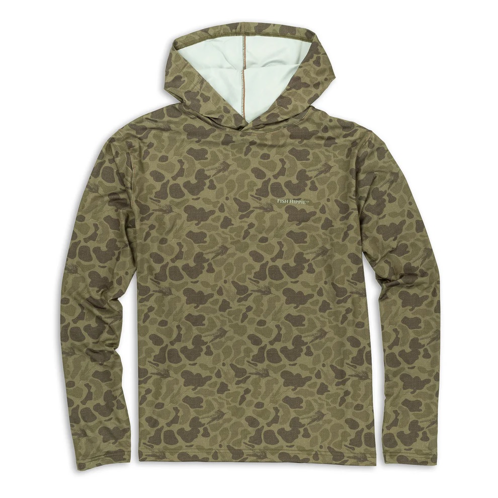 Fish Hippie Fly Camo Performance Hoodie - Old School