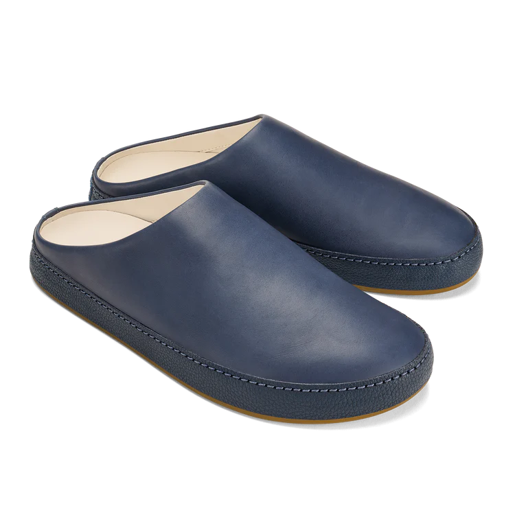 Olukai Hāmani Men’s Leather Mules - Depth Indigo