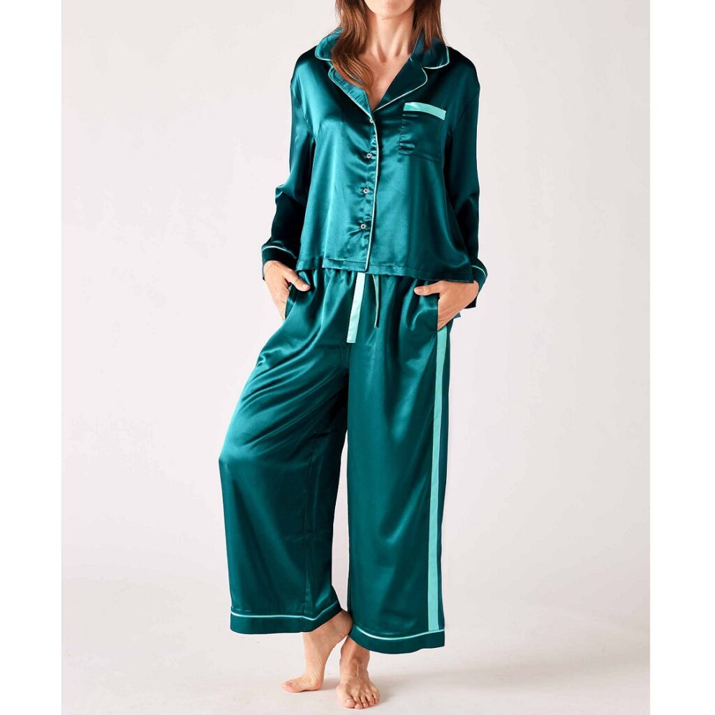 Satin Sailors Pajama Set - Teal