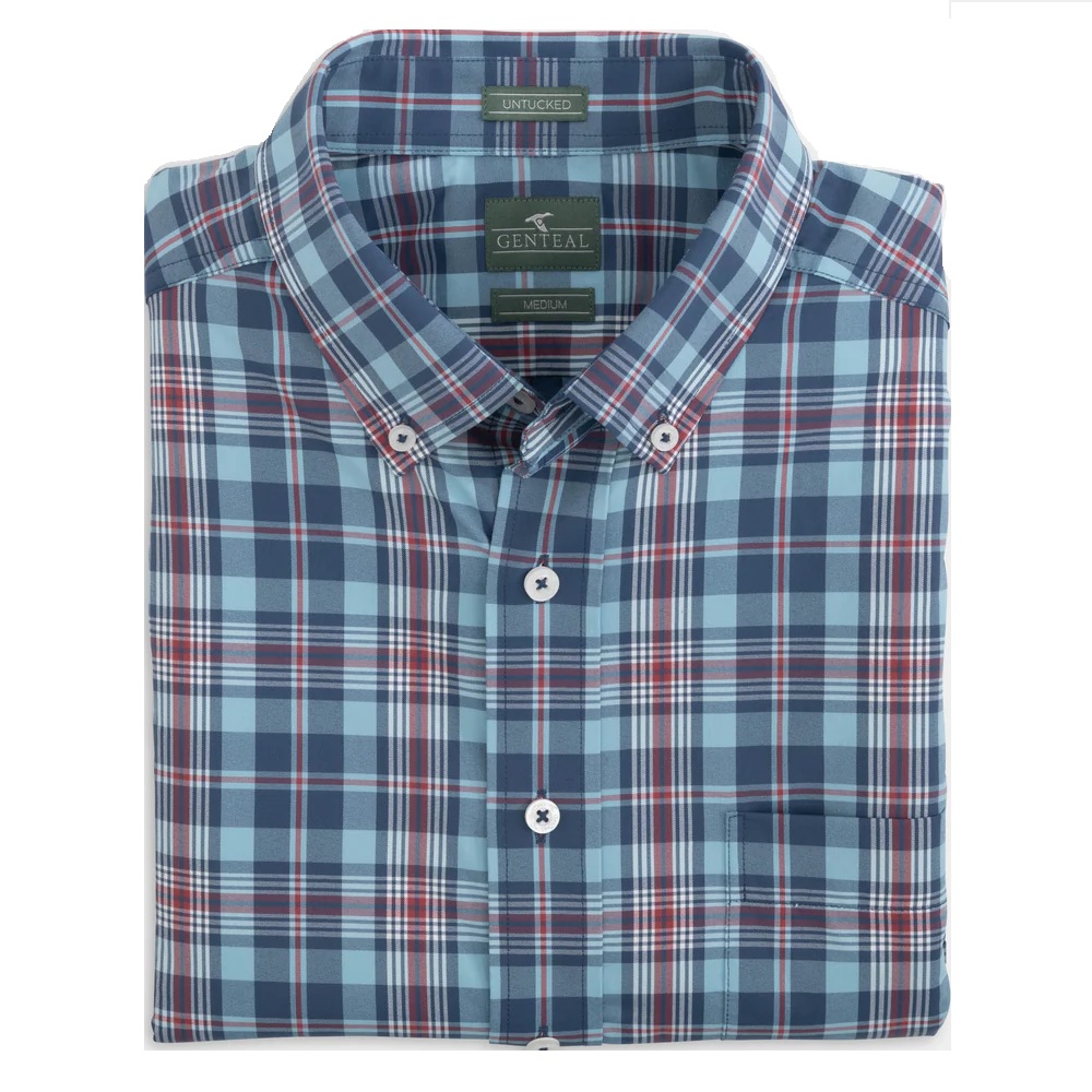 Genteal Bridgeport Untucked Performance Sport Shirt - Titan Plaid