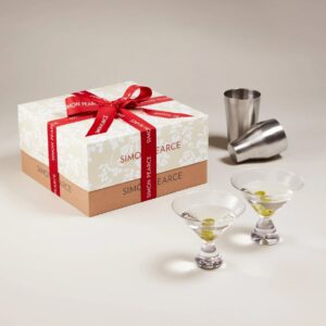 Simon Pearce Westport Stemless Martini Glass & Shaker Gift Set