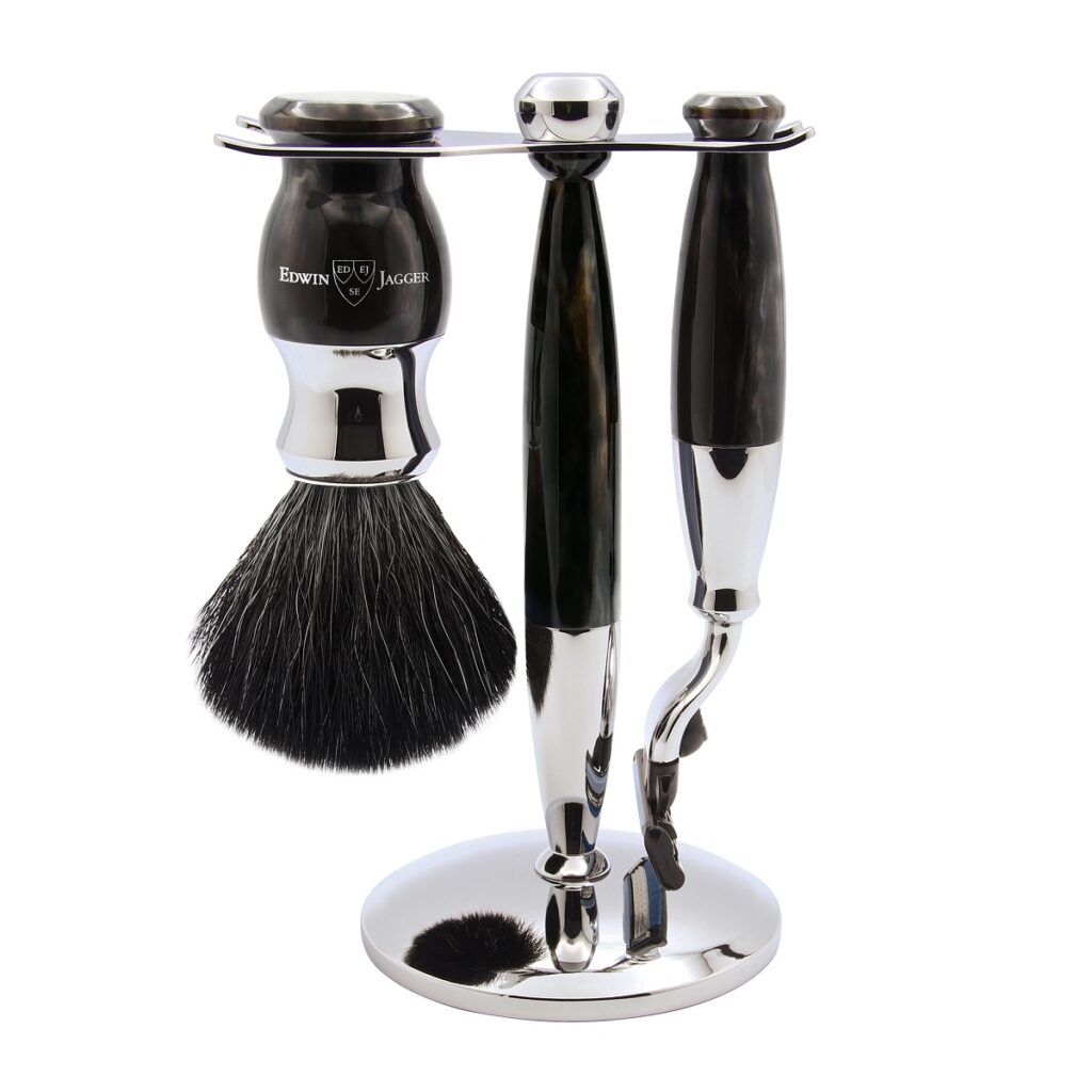 Edwin Jagger Black Marble & Chrome 3 Piece Mach3 Set