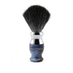 Edwin Jagger Blue Horn Shaving Brush (Black Synthetic)