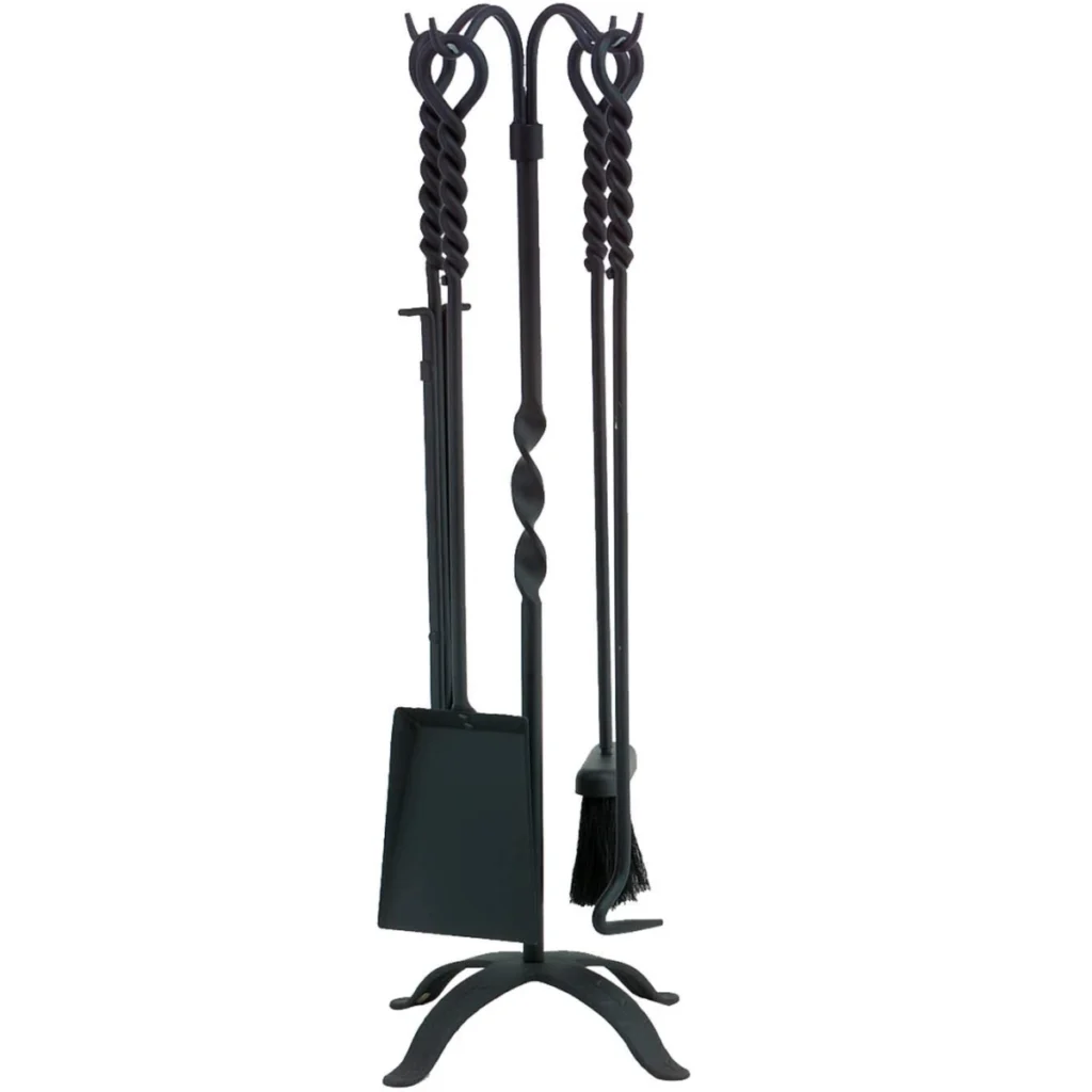 Dagan Twist Wrought Iron 5pc Fireplace Toolset