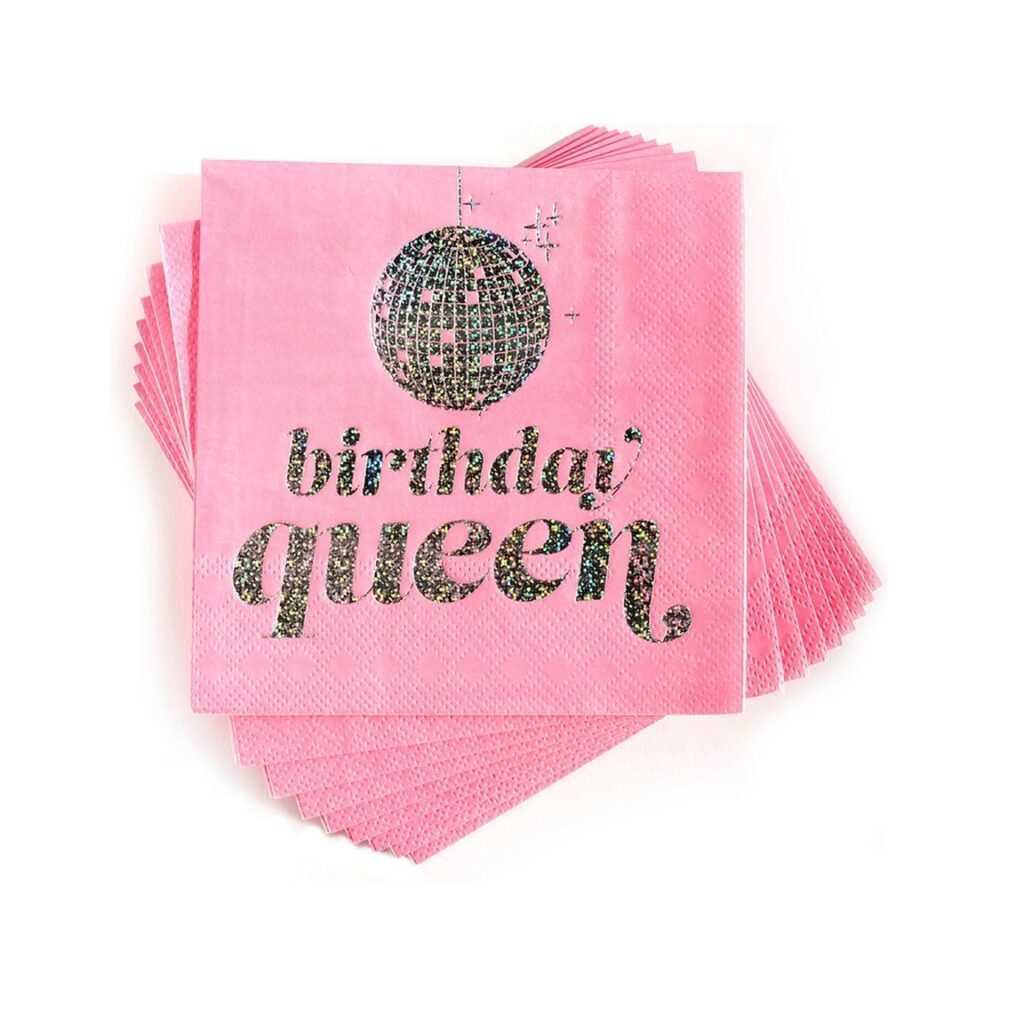 Birthday Queen Disco Ball Paper Cocktail Party Napkins