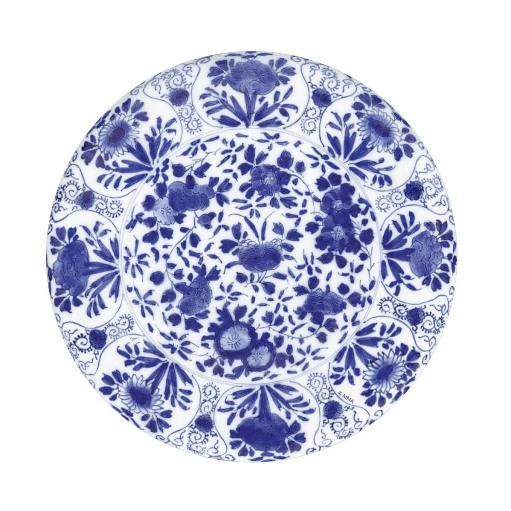 Caspari Delft Round Paper Placemats in Blue