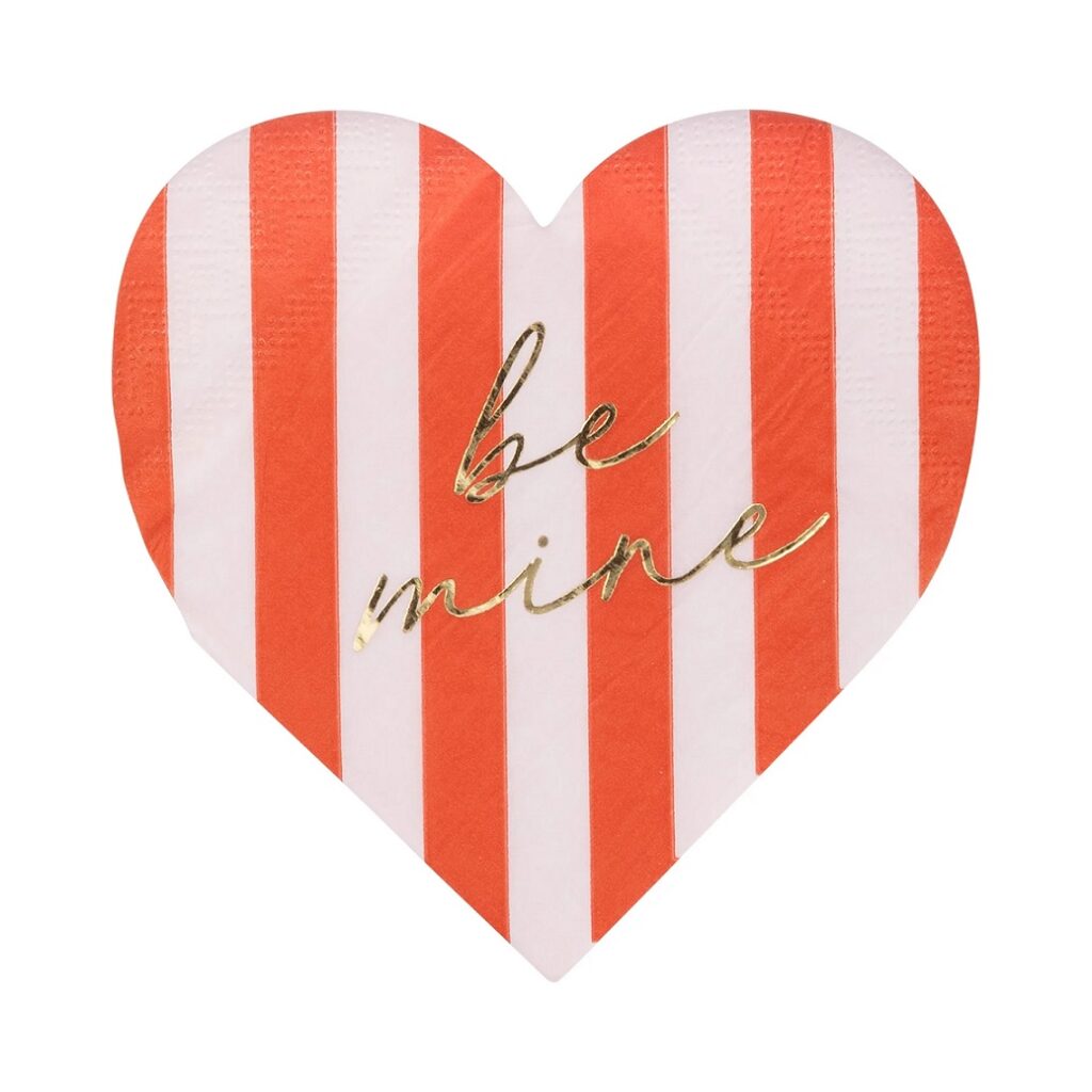 Striped Heart Paper Cocktail Napkins